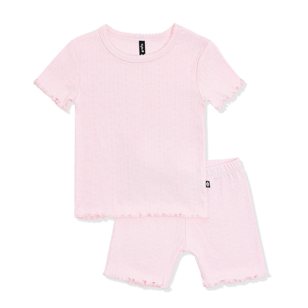 Pointelle Short Sleeve Set in Sakura