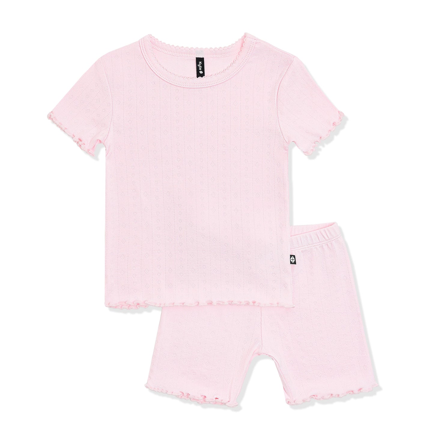 Pointelle Short Sleeve Set in Sakura