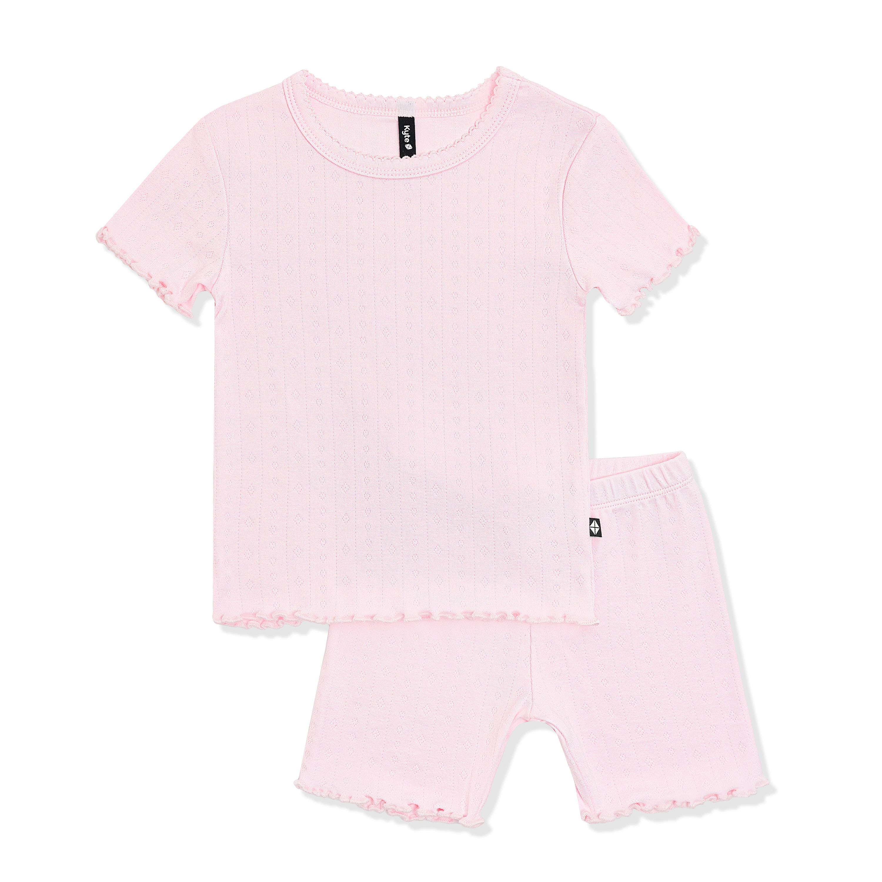 Pointelle Short Sleeve Set in Sakura