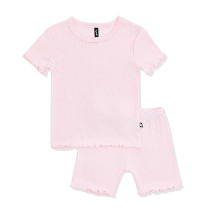 Pointelle Short Sleeve Set in Sakura
