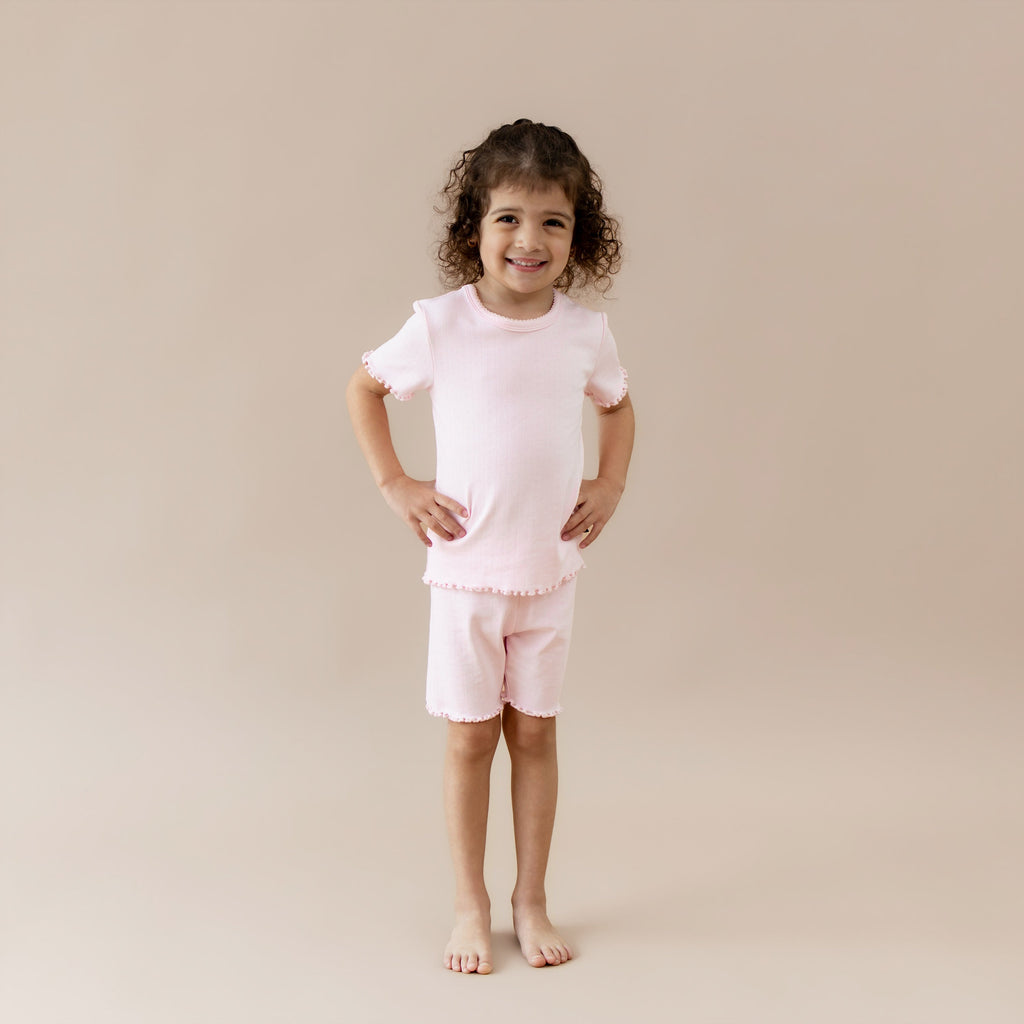 Pointelle Short Sleeve Set in Sakura