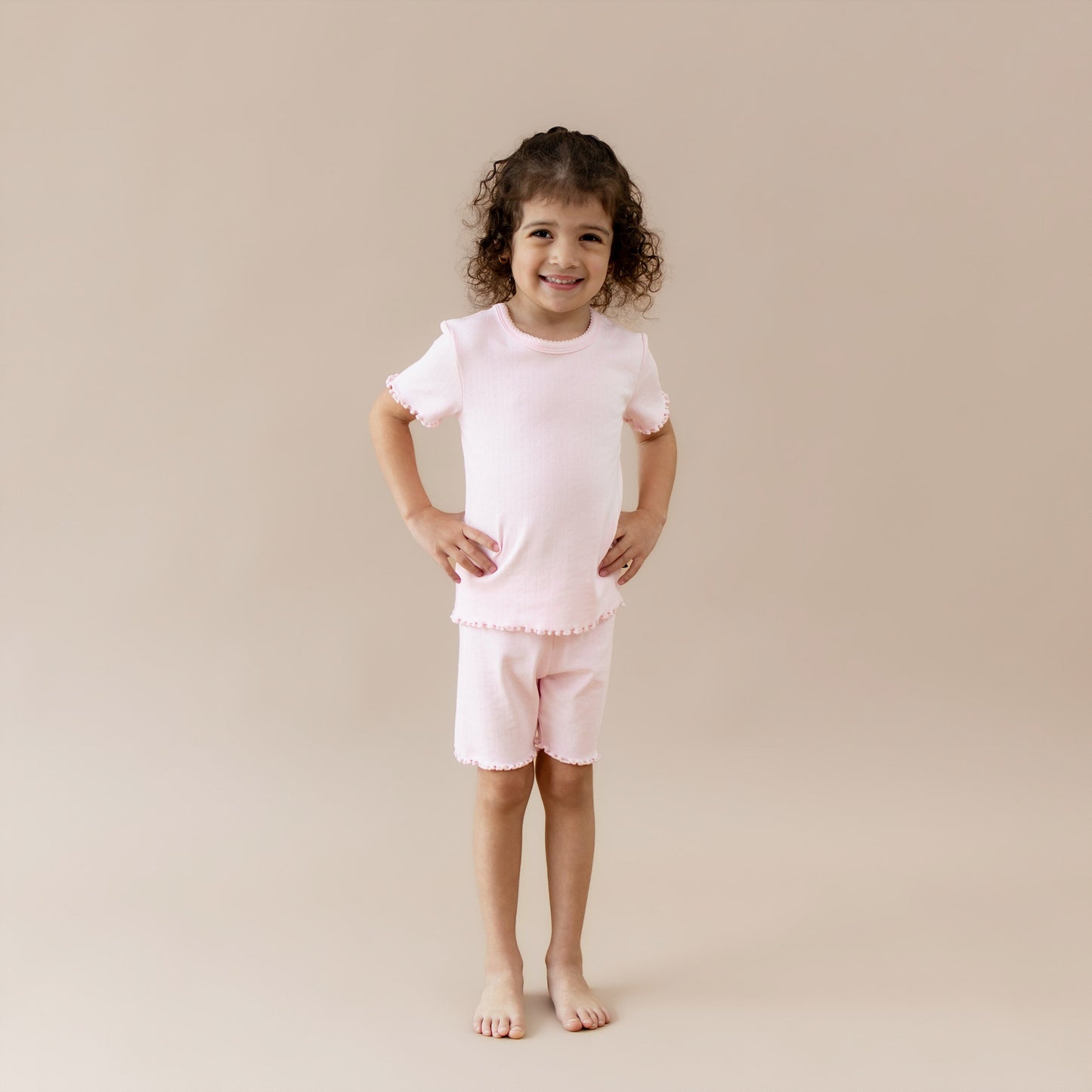 Pointelle Short Sleeve Set in Sakura