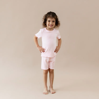 Pointelle Short Sleeve Set in Sakura
