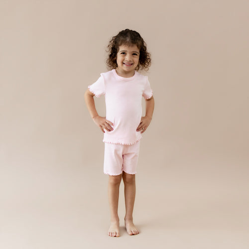 Pointelle Short Sleeve Set in Sakura