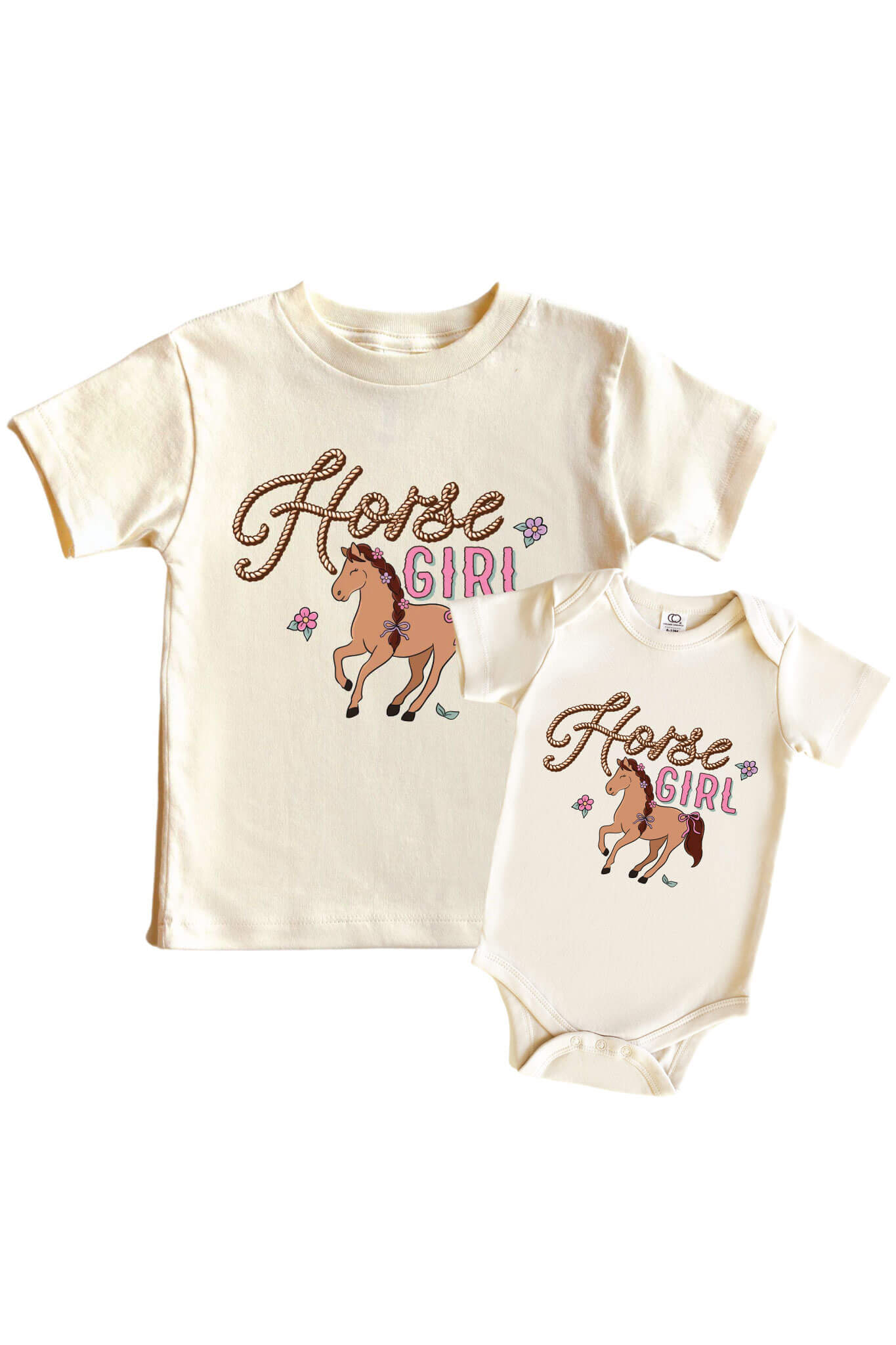 Horse Girl Graphic Bodysuit & Kids Tee | Natural