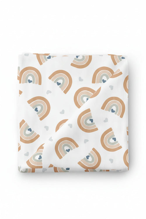 Rainbow Hearts Swaddle Blanket
