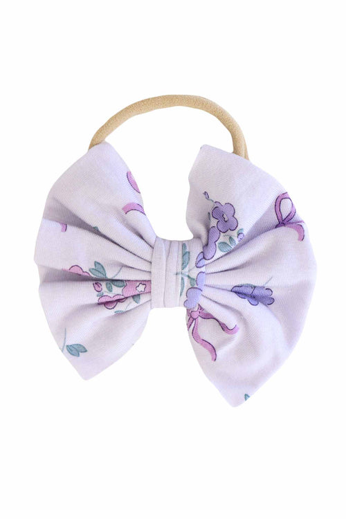 Ribbon & Roses Knit Bow Headband | Purple