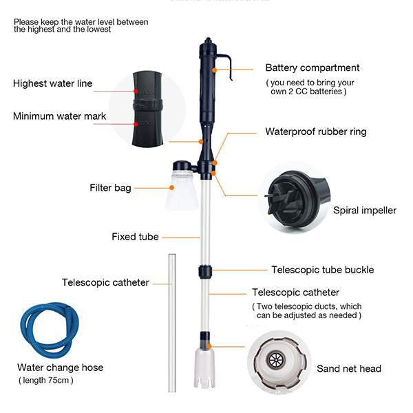 🐠 Electric Aquarium Gravel Cleaner – Battery-Powered Fish Tank Vacuum For Easier Cleaning 💧